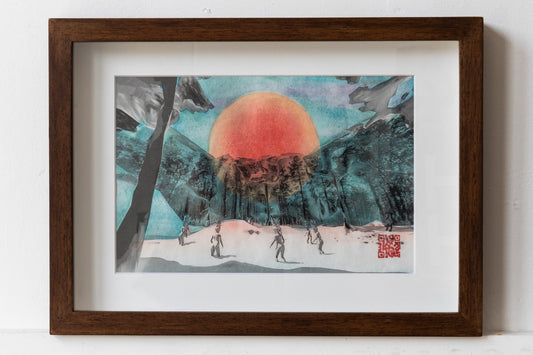 Rise of the Ice Queens, Original Woodcut Original Print (framed)