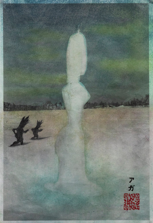 Snow Queen, Original Woodcut Print (Framed)