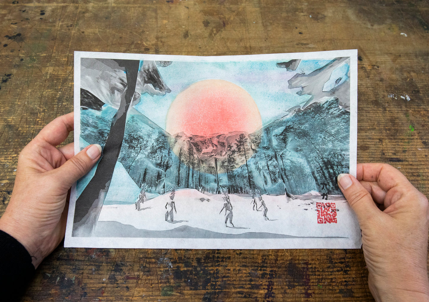 Rise of the Ice Queens, Original Woodcut Original Print (framed)