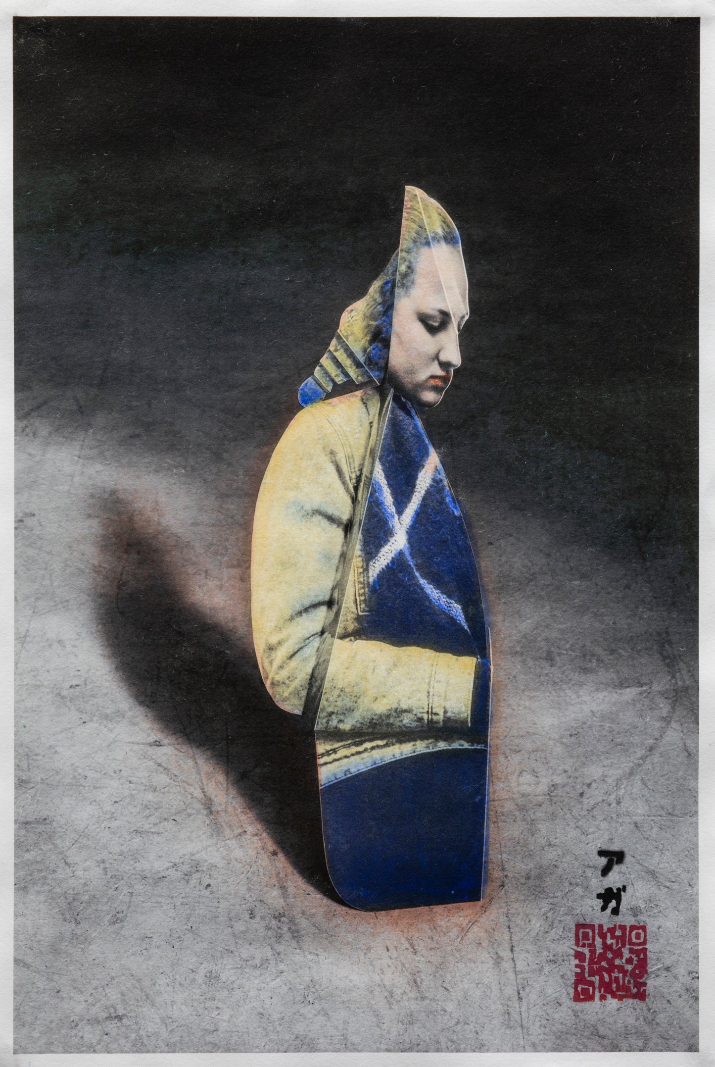 X Girl after Vermeer, Original Woodcut Print (framed)